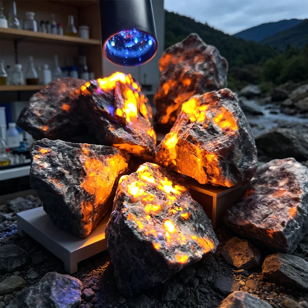 Natural Raw Yooperlites Flame Stone Fluorescent Stone Energy Reiki Specimens Diffuser Oils Stone Fire Home Decoration Stone
