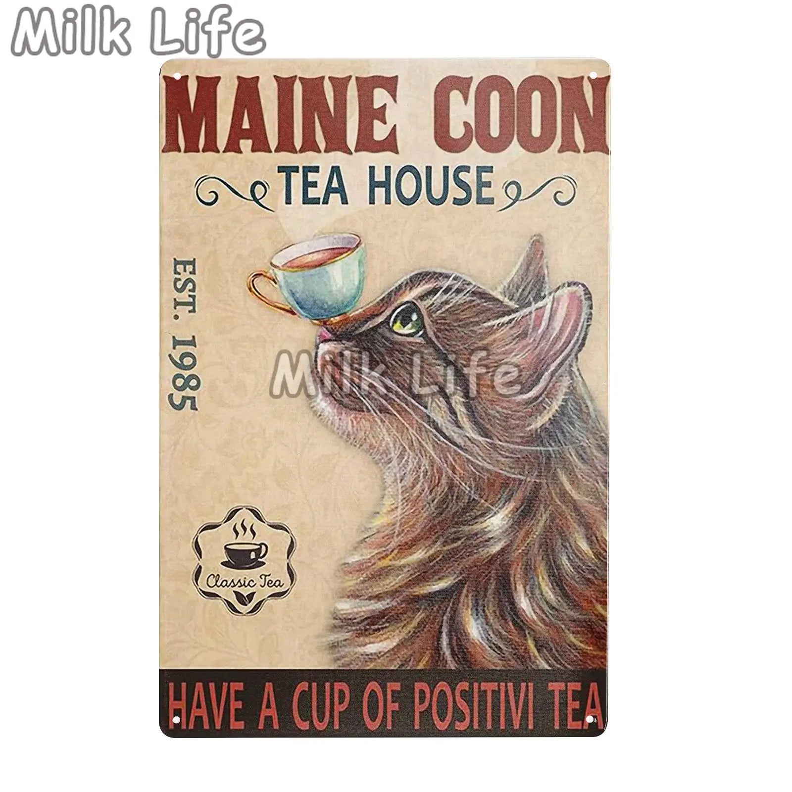Maine Coon Cat Cafe Decoration Wall Crafts Metal Plaque