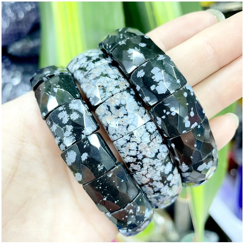 2024 New Natural Stone Lapis Lazuli Amazon Tiger Eye Agate Morgan Faced Square Elastic Bracelet for Men and Women Charm Jewelry