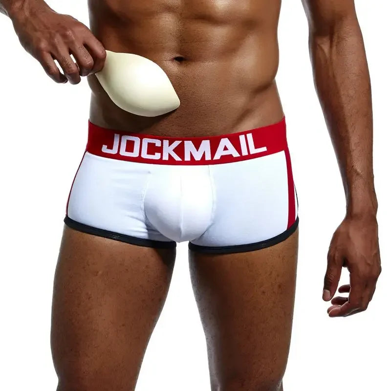 JOCKMAIL Mens Underwear Boxers Bulge Enhancing with Push Up Cup Underwear Men Shorts Trunk Enlarge Mens Panties Underpants
