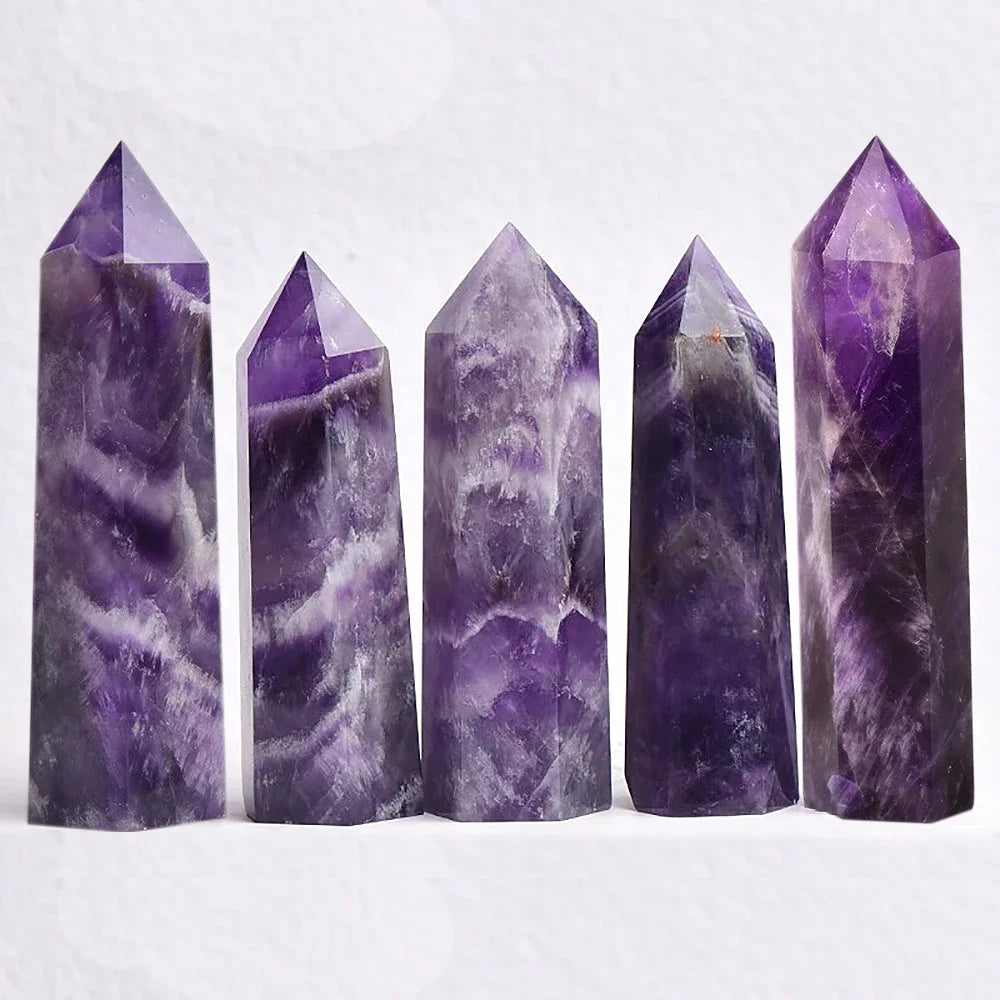 Natural Stone and Crystals Point Wand Witchcraft Rose Quartz Amethyst Home Decor Mineral Reiki Healing Stones Crafts Room Decor