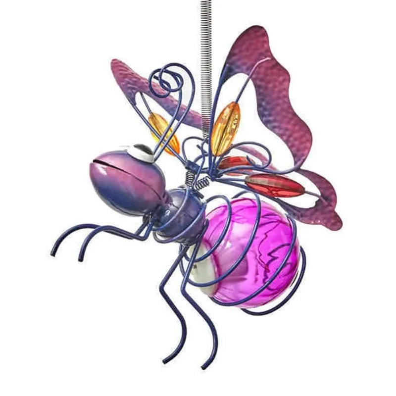 5PCS Solar-Powered Hanging Metal Ladybug Light Garden Decor Lady Sculpture with Bouncy Springs Summer Outdoor Art Decorations