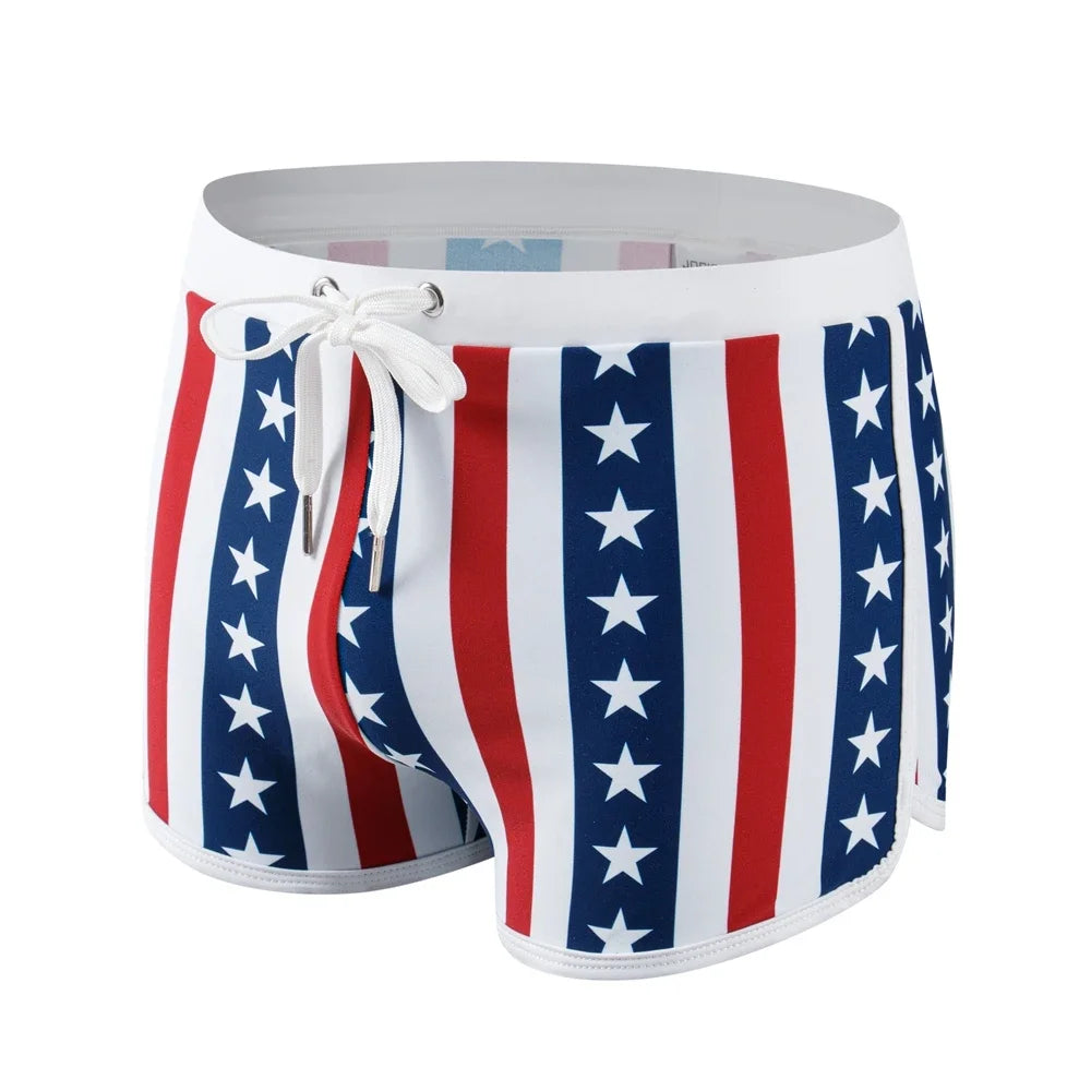 JOCKMAIL Print Men's Swimwear Trunks Sexy Beach Surfing Swim Suit Shorts Men Swimsuit Swimming Pants Nylon Ice Silk Home Shorts