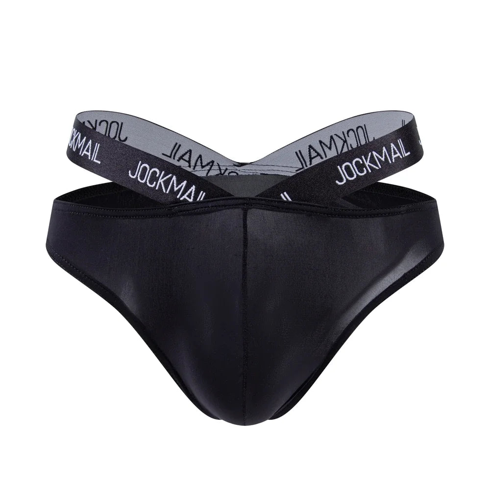 Mens Jockstrap Brief Sexy Underwear Panties String Ultra-thin Transparent Ice Silk Slip Bikini Hombre Lingerie Erotic Underpants