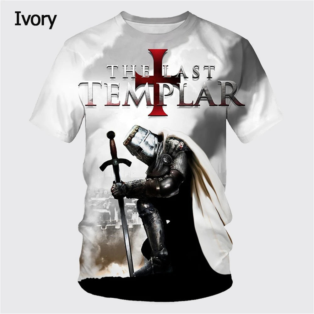 Fashion Retro Knights Templar 3D Printed Men's T-Shirts Summer Casual Streetwear Couple Tees Short Sleeve Tops Drop Shipping 5XL
