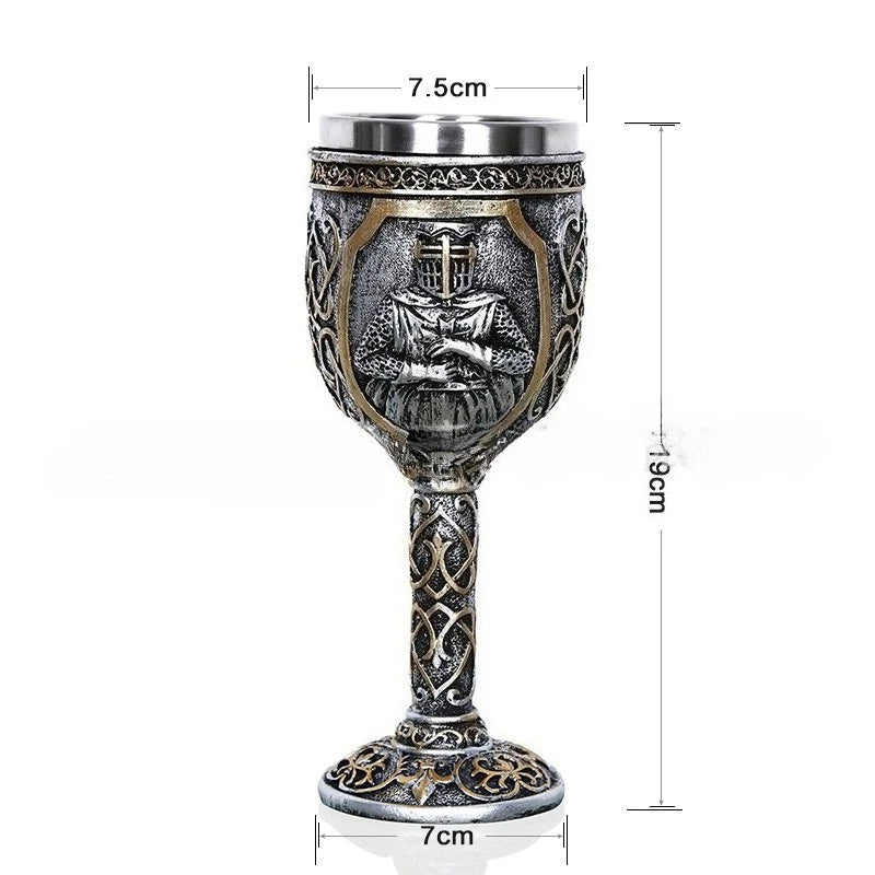 High-footed Cup Gift Resin Skull Cup, Creative 3D Stereoscopic Wolf Head Stainless Steel Decorative Cup