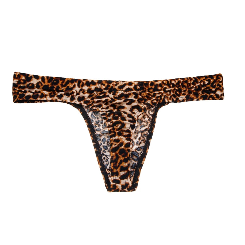4PCS/Lot Leopard Sexy Men Bikini Brief Underwear Slip Hombre Calzoncillos Jockstrap Thong Men Briefs Pouch Cuecas Gay Underwear