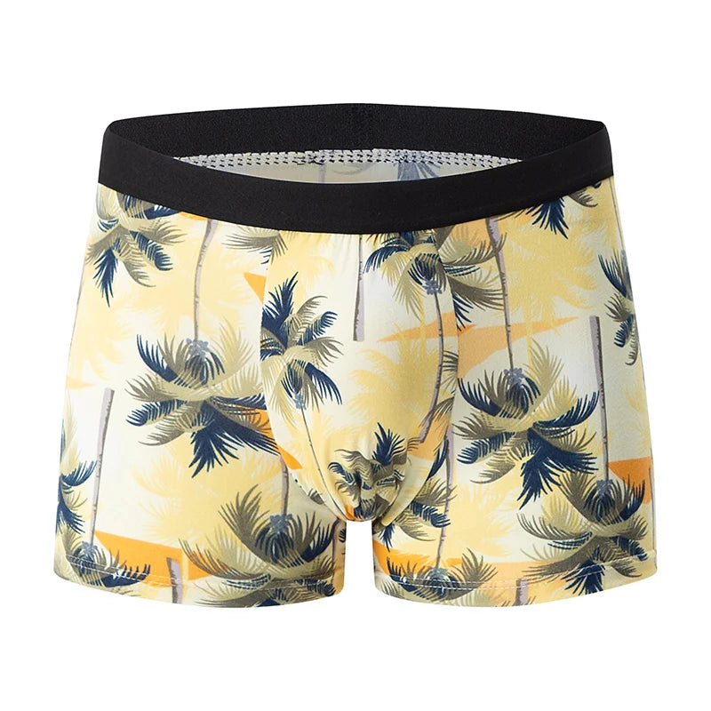 4-piece MEN'S Fashionable and Charming Flower Underwear Comfortable and Breathable Crotch Boxers Teenagers plus Size Underwear.