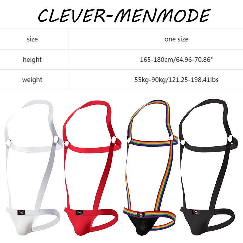 Men's Sexy Elastic Suspender Thong Tights Porn Bare Buttocks Jockstrap Backless Harness Jumpsuit Exotic Adult 18+ Outfit