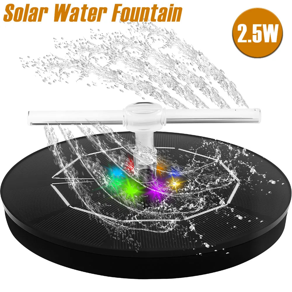 New Solar Water Fountain 2.5W Efficient Bird Bath Fountain with Rotatable Nozzles and LED Lamp Versatile Solar Water Pump Kit
