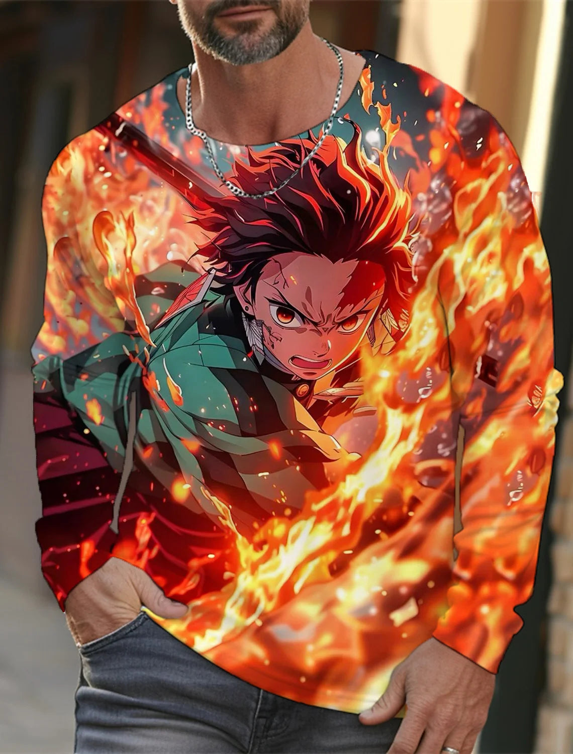 Men's long-sleeved T-shirt 3D printing anime printing men's long-sleeved T-shirt autumn tops HD pattern printing T-shirt