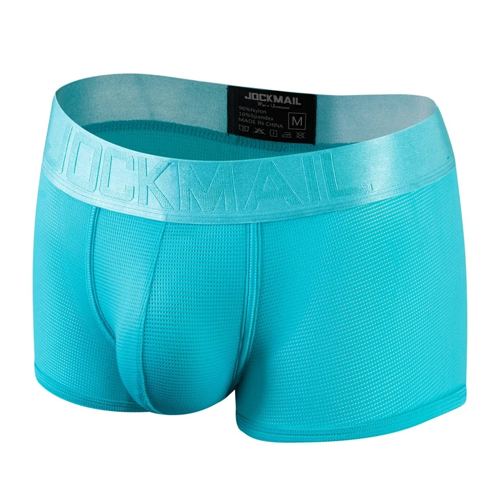 Fashion Fluorescent Color Men's Underwear Sporty Breathable Mesh Boxer Briefs Sexy Transparent Male Underpants Boxer Shorts