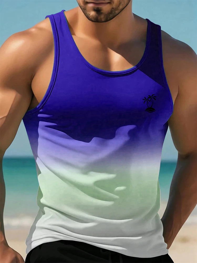 Summer Daily Men's Casualtank Top Outdoor Beach Men's Fashion Tank Top Hawaiian Men's Fashion 3D Coconut Print Sleeveless Top