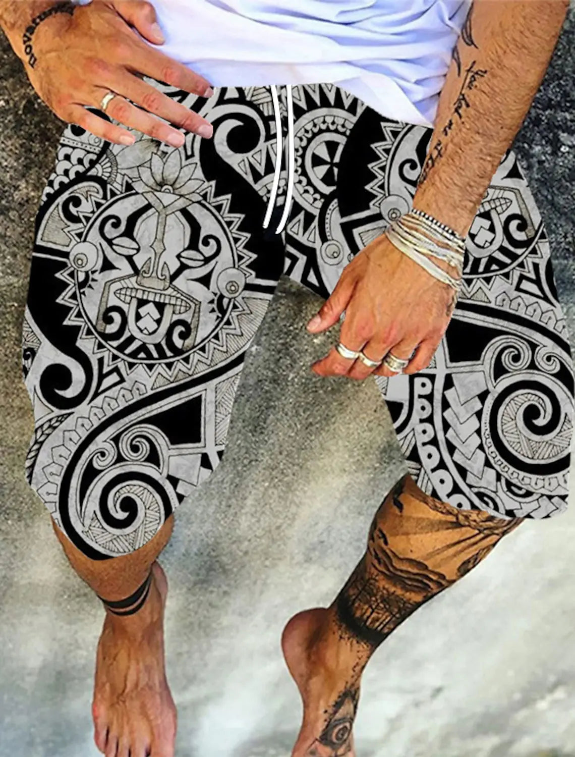 Men's Retro Swim Trunks 3D Ethnic Style Printed Beach Shorts Quick Dry Outdoor Leisure Sports Shorts Swimwear Men's Shorts