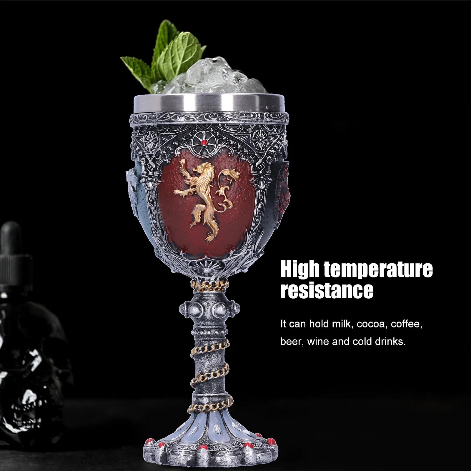 Unique Pattern Beer Mug Stainless Steel Resin Water Cup Wine Goblet Whiskey Cup for Halloween Bar Party Coffee teaware Supplies