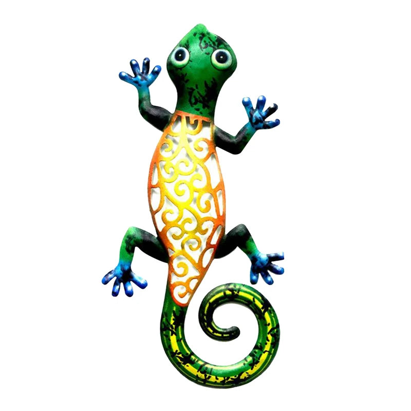 Hanging Metal Gecko Wall Decor Gecko Art Craft Sculptures Lizard For Outdoor Backyard Porch Lawn Garden Home Wall Decoration