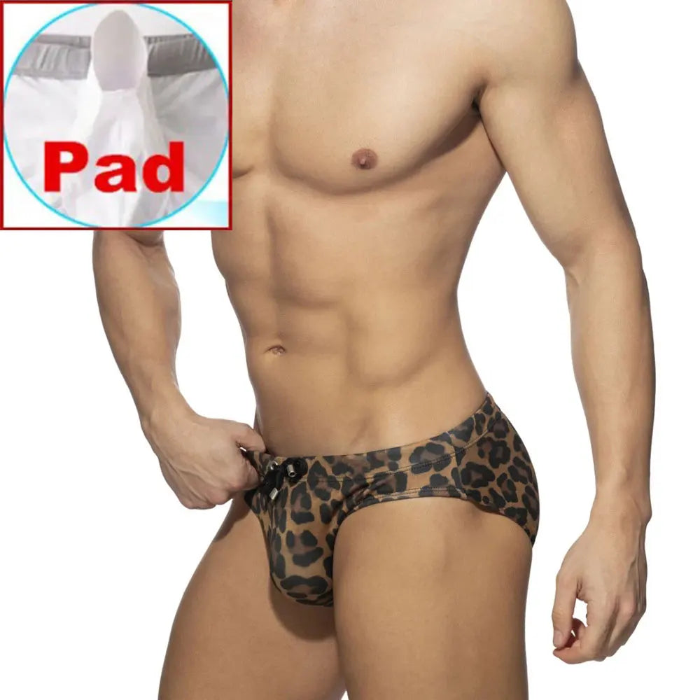 Men’s Leopard Print Swimwear Briefs – Bold & Comfortable