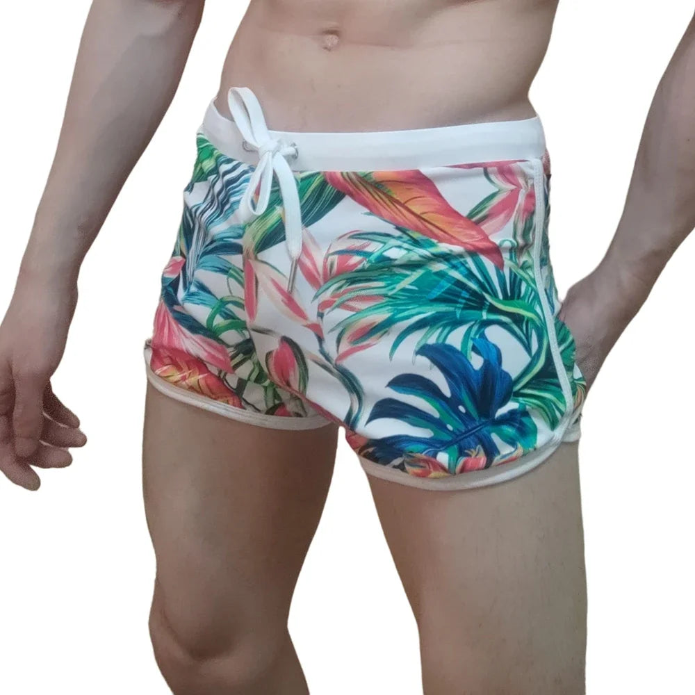 JOCKMAIL Print Men's Swimwear Trunks Sexy Beach Surfing Swim Suit Shorts Men Swimsuit Swimming Pants Nylon Ice Silk Home Shorts