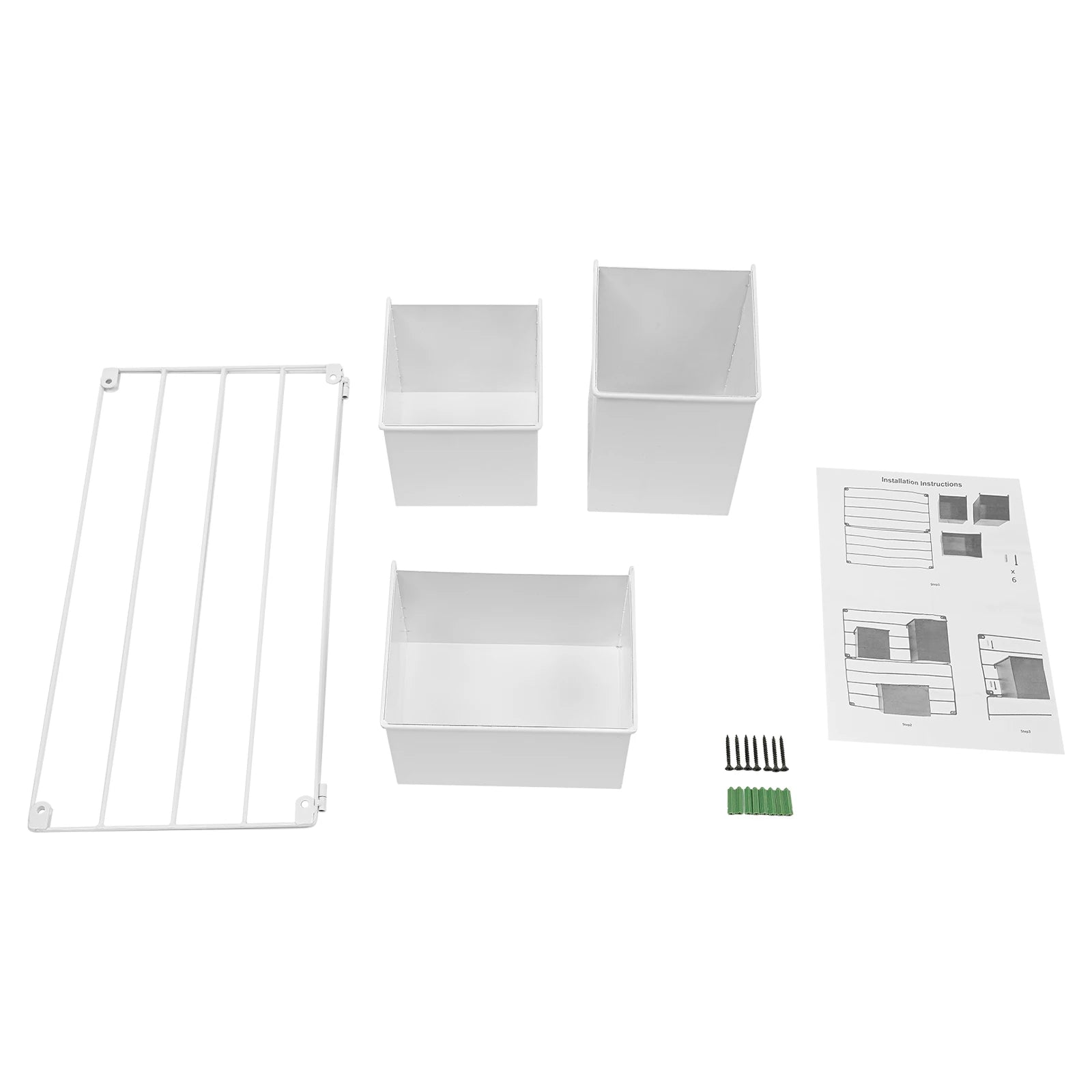 White, Wall-Mounted Plant Holder, Wall Planters with 3 Flower Pots, Wall-Mounted Grid with Flowerpots, Indoor Plant Pot Growing