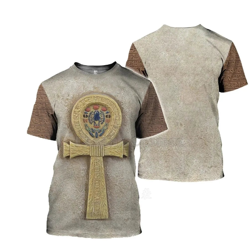 Men's Egyptian Totem 3D Printed T Shirt Summer Funny Retro Mystery Ancient Horus Harajuku Short Sleeve Streetwear