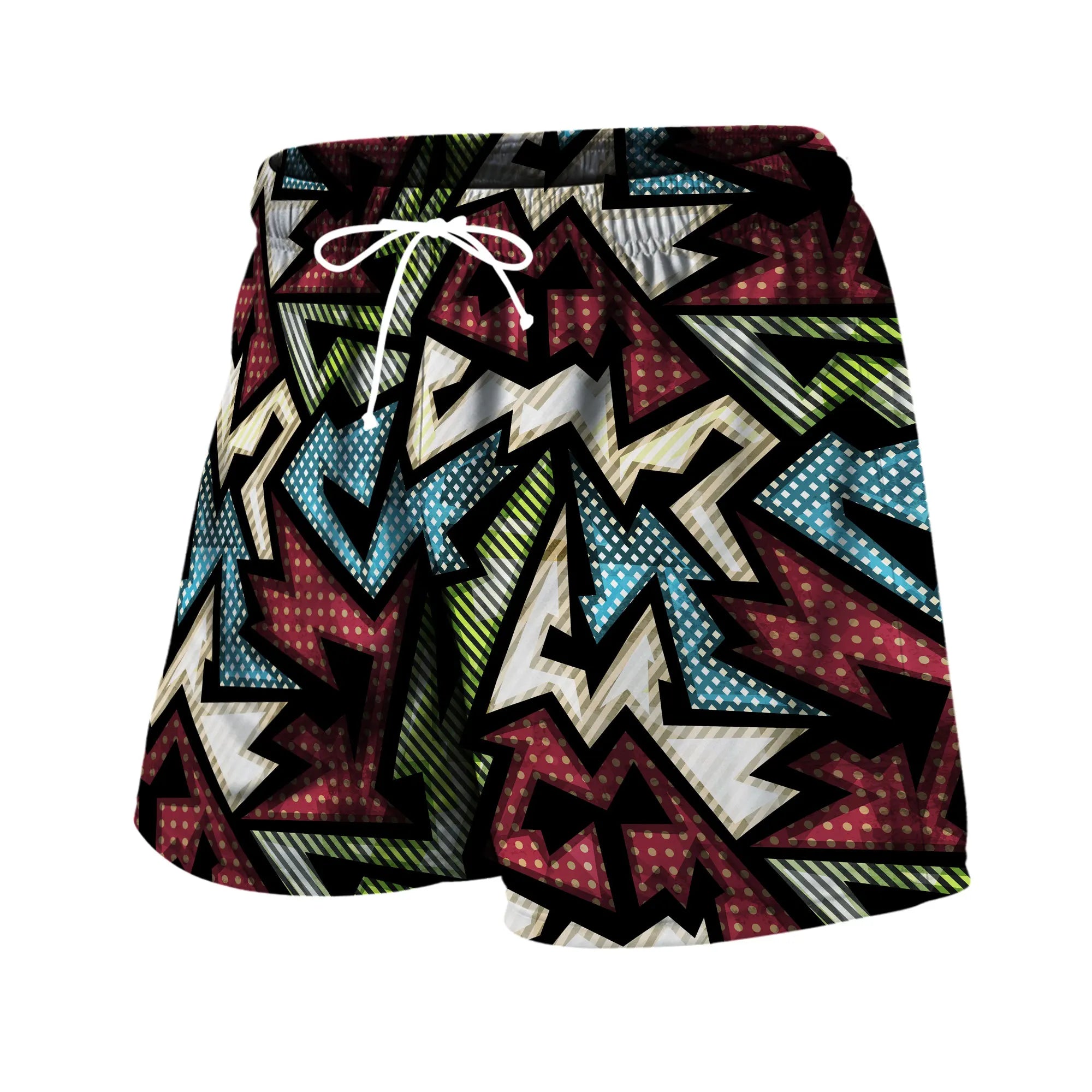 Personality Stripe Men's Beach Shorts Summer Color Block Casual Man Bottoms Sports Wear Breathable Short Pants Trend Streetwear