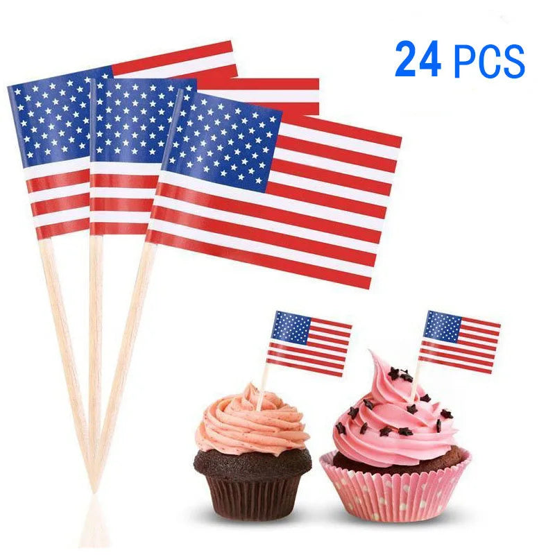 Independence Day Party Supplies American Flag Tableware USA Plates, Cups, Napkins, Forks, Spoons For 4th Of July USA Party Decor