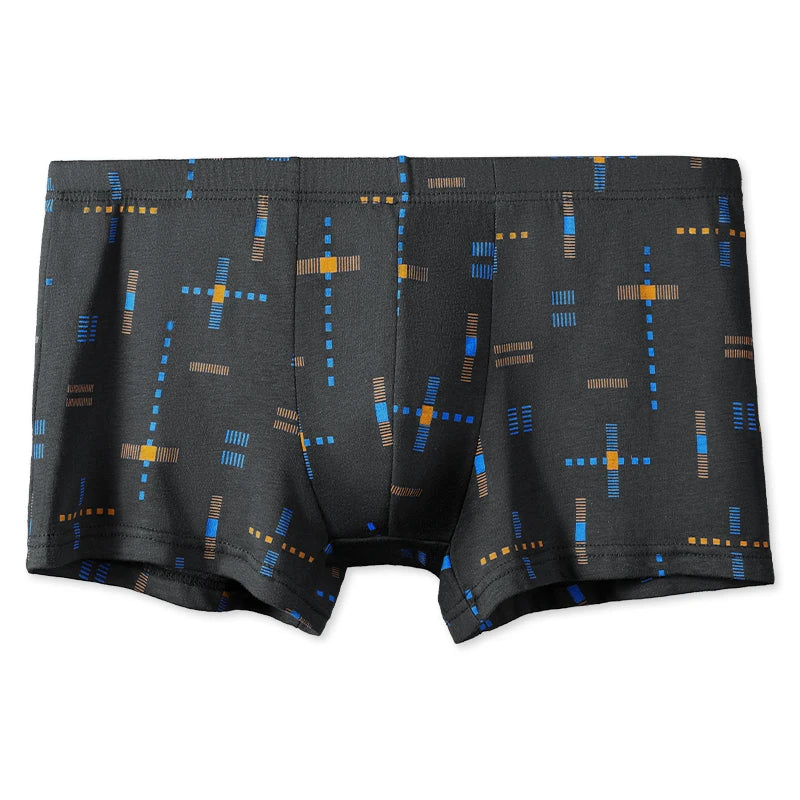 3-Pack of Cotton Men's Printed Underwear, Men's Comfortable Pure Cotton Pouch Boxer Briefs Mid-Waist