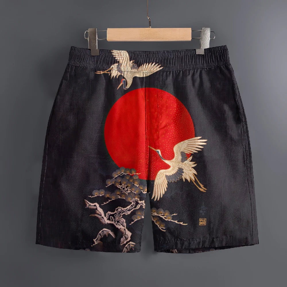 Men's Hawaiian 3D Japanese Pattern Beach Shorts Quick Dry Outdoor Leisure Sports Shorts Fashion Men's Shorts