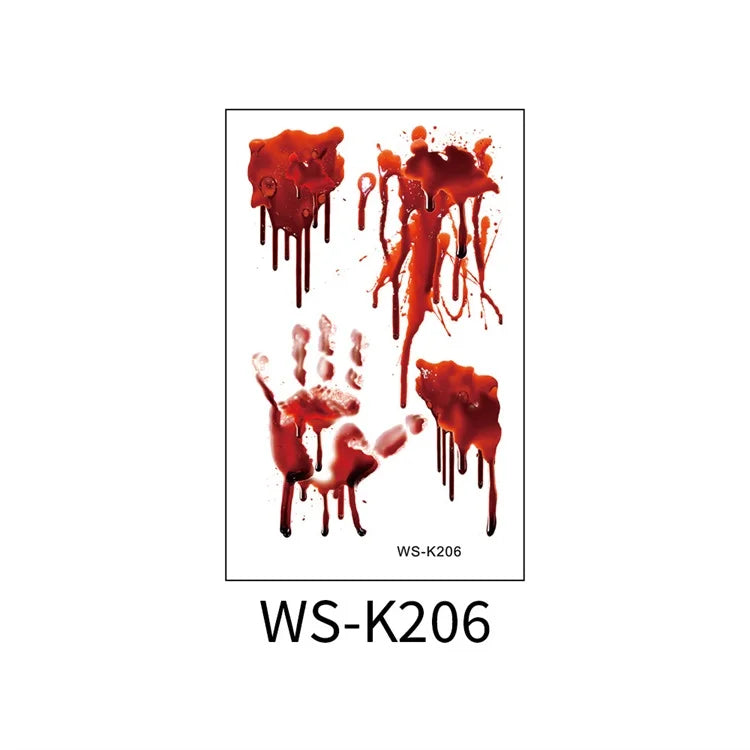Halloween Big Scars 3D Tattoo Temporary Bloody Marks Skull Disposable Party Makeup Horrible Body Art Festival Sticker Waterproof