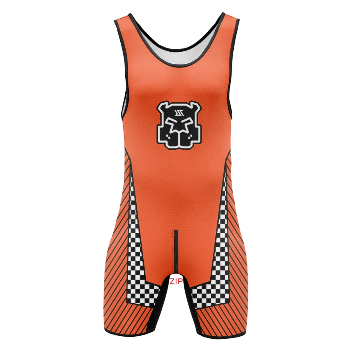 Men’s Zip-Front & Back Wrestling Singlet – Sleeveless Compression Bodysuit | Breathable Stretch Fit | Powerlifting, Gym & Performance One-Piece