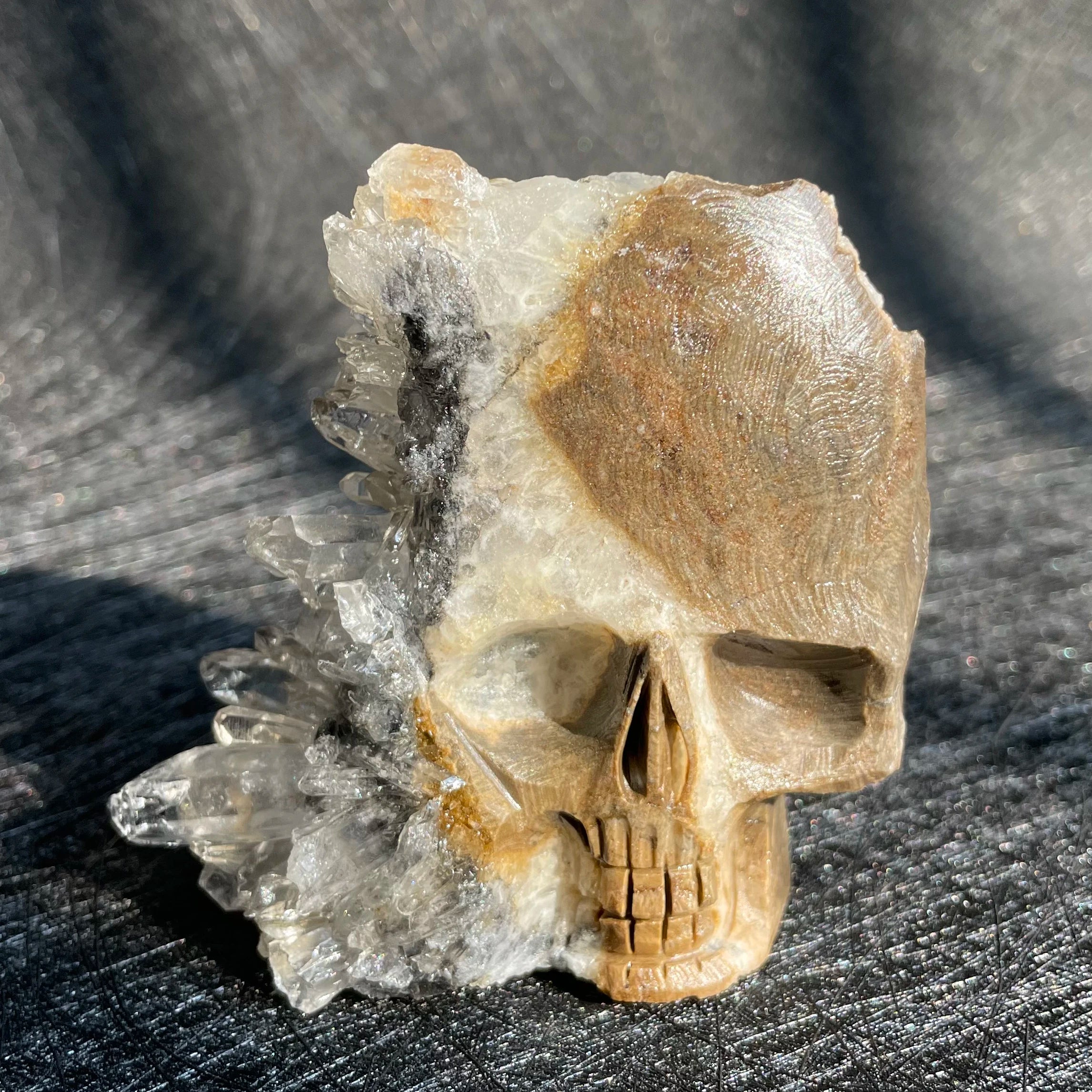 Natural Crystal Carving Skull Stone Clear Quartz Cluster Polished Rock