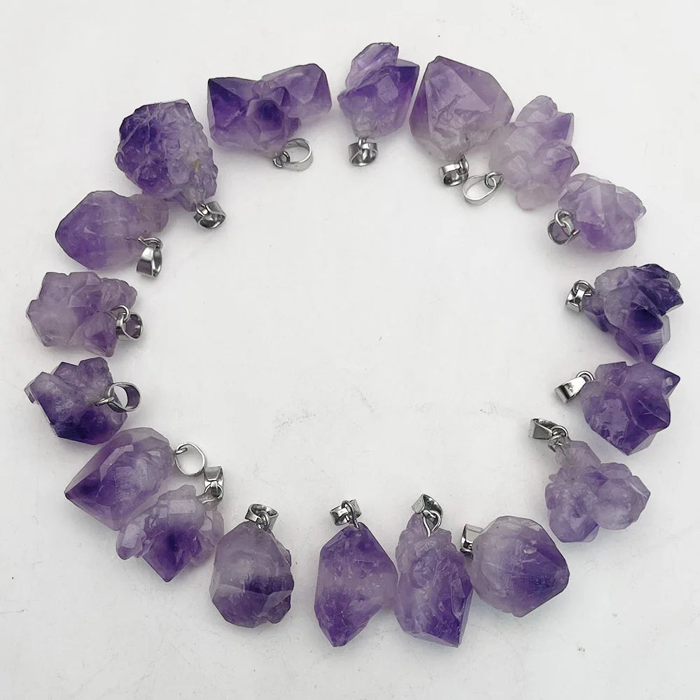 fashion hot Good quality Natural amethysts stone Irregular Necklace pendants for jewelry making new 50pc wholesale new diy gift