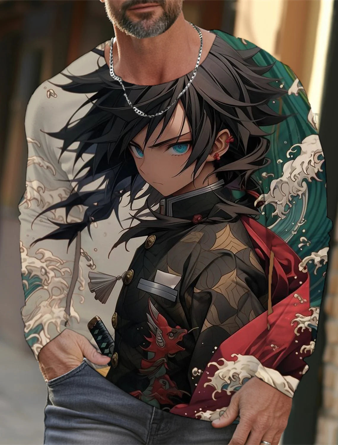 Men's long-sleeved T-shirt 3D printing anime printing men's long-sleeved T-shirt autumn tops HD pattern printing T-shirt
