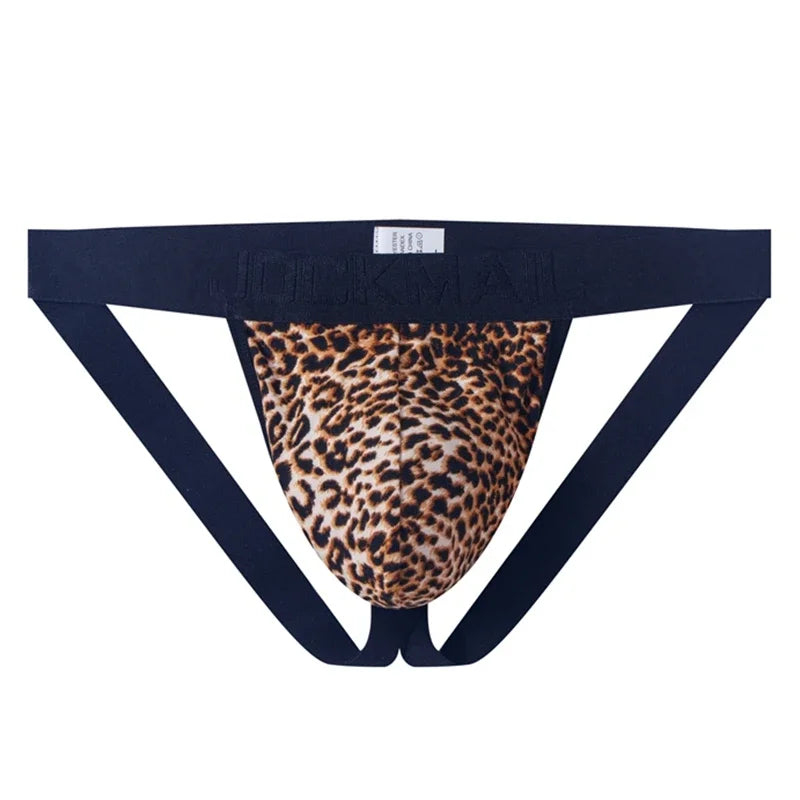 Jockmail Men Underwear Jockstrap Sexy Panties Leopard Thong T Back Pantys Lingerie G-string Panties Gay Underwear