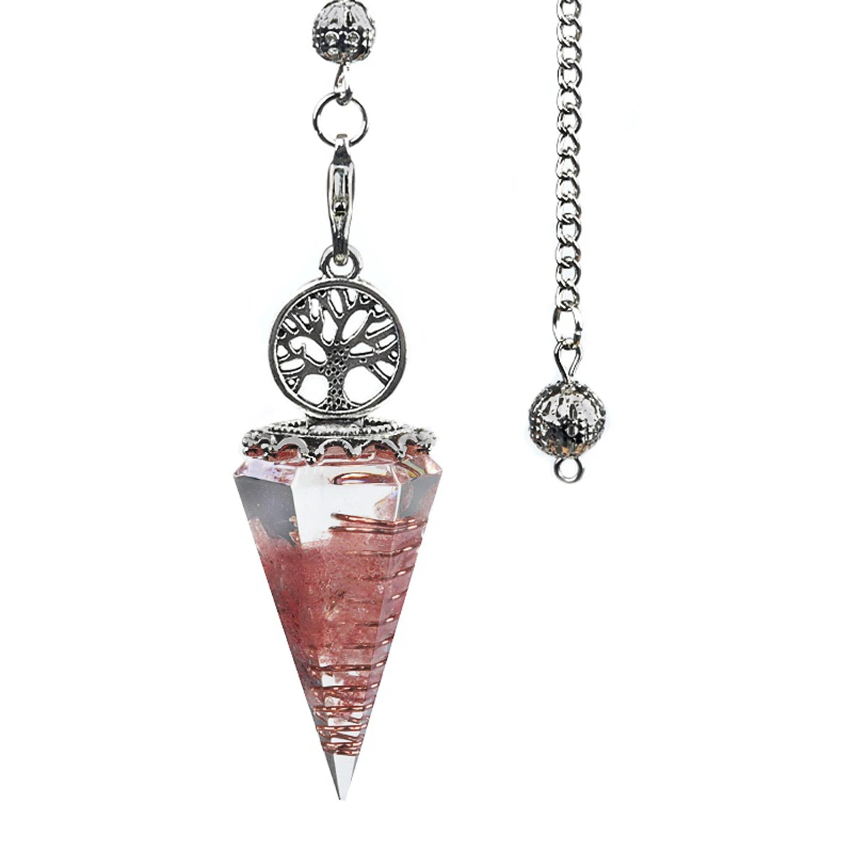 20x52mm Natural Stone Pendulum Necklaces Tree of Life Hexagonal Cone Crushed Stone Amethysts Chakra Pendant Jewelry Accessories
