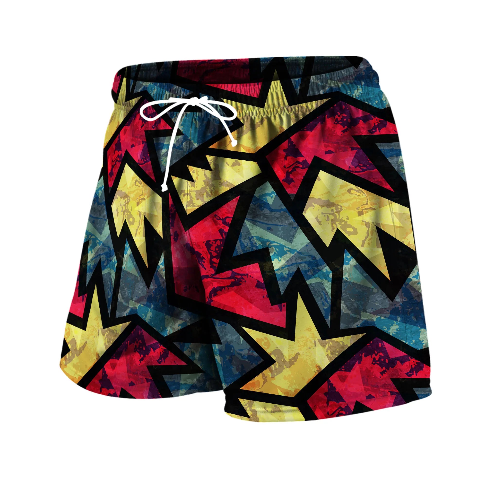 Personality Stripe Men's Beach Shorts Summer Color Block Casual Man Bottoms Sports Wear Breathable Short Pants Trend Streetwear