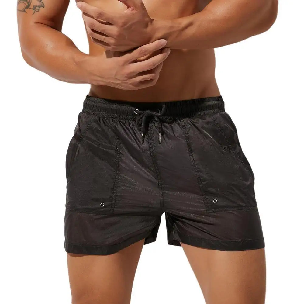 SEOBEAN Men's Summer Shorts Mesh Lined Quick-drying Beach Shorts 100% Nylon Gym Fitness Surf Trunks Shorts Sexy Men Board Shorts