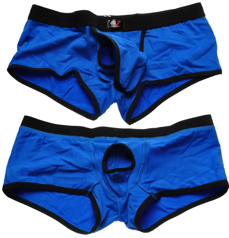 Sexy Boxershort Men's Cotton Boxer Brief Underwear Male Shorts Breathable Open Bags Moveable Pouch Panties Shorts Breathable