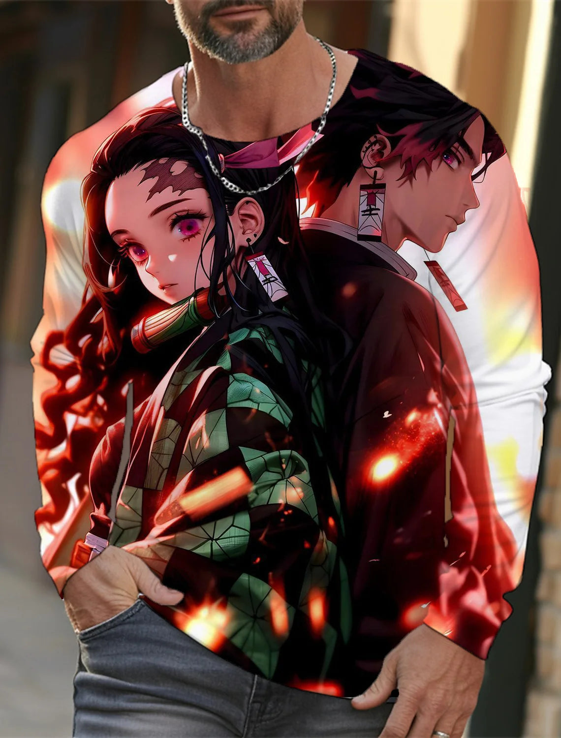 Men's long-sleeved T-shirt 3D printing anime printing men's long-sleeved T-shirt autumn tops HD pattern printing T-shirt