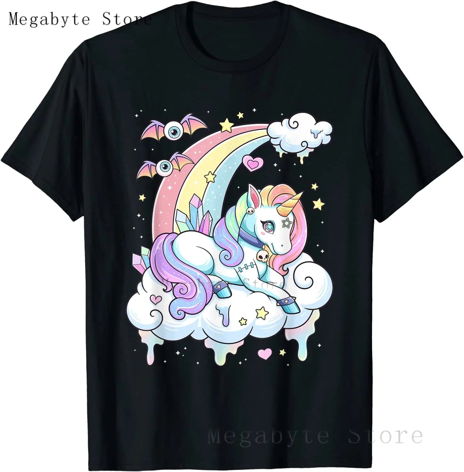Skull and Crow Goat Retro Aesthetic Pastel Goth Art T-Shirt Women Kawaii Anime Clothes Hombre Camisetas Tops Vintage Men T Shirt