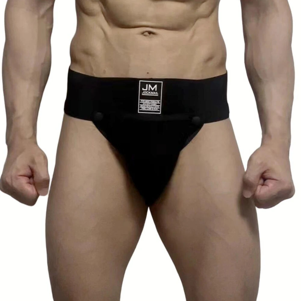 Athletic Supporters Work Out Men's Underwear Sexy Jockstrap with Woollen Removable Codpiece Big Bulge Pouch Panties Underpants
