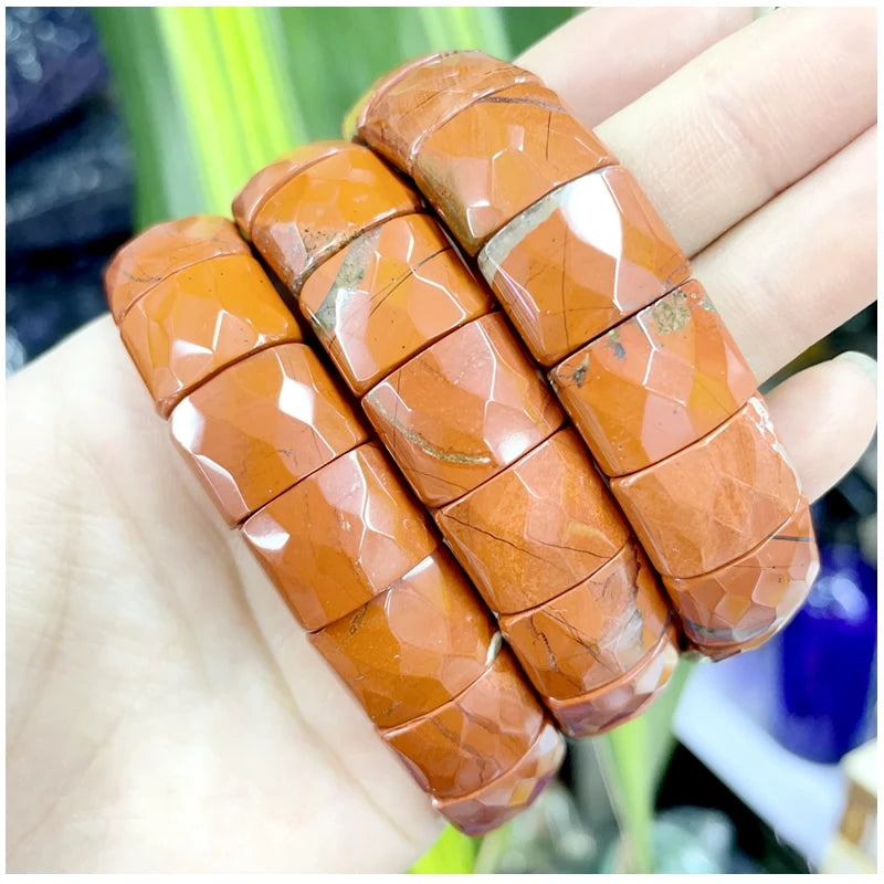 2024 New Natural Stone Lapis Lazuli Amazon Tiger Eye Agate Morgan Faced Square Elastic Bracelet for Men and Women Charm Jewelry