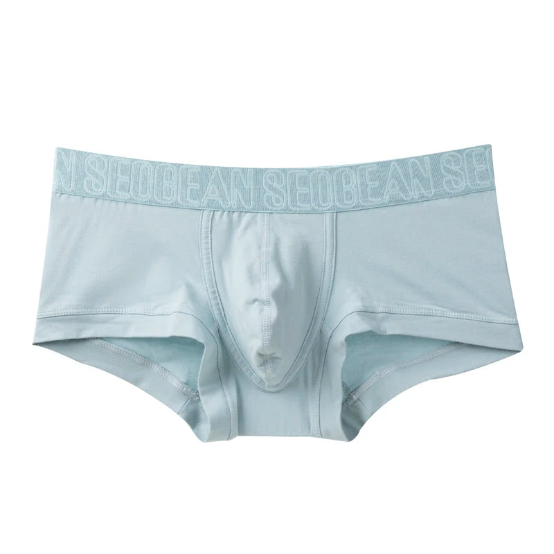 SEOBEAN Men's Breathable Cotton Boxer Shorts U-Convex Pouch Low-Waist Soft Stretch Underwear for Daily Casual & Intimate Wear