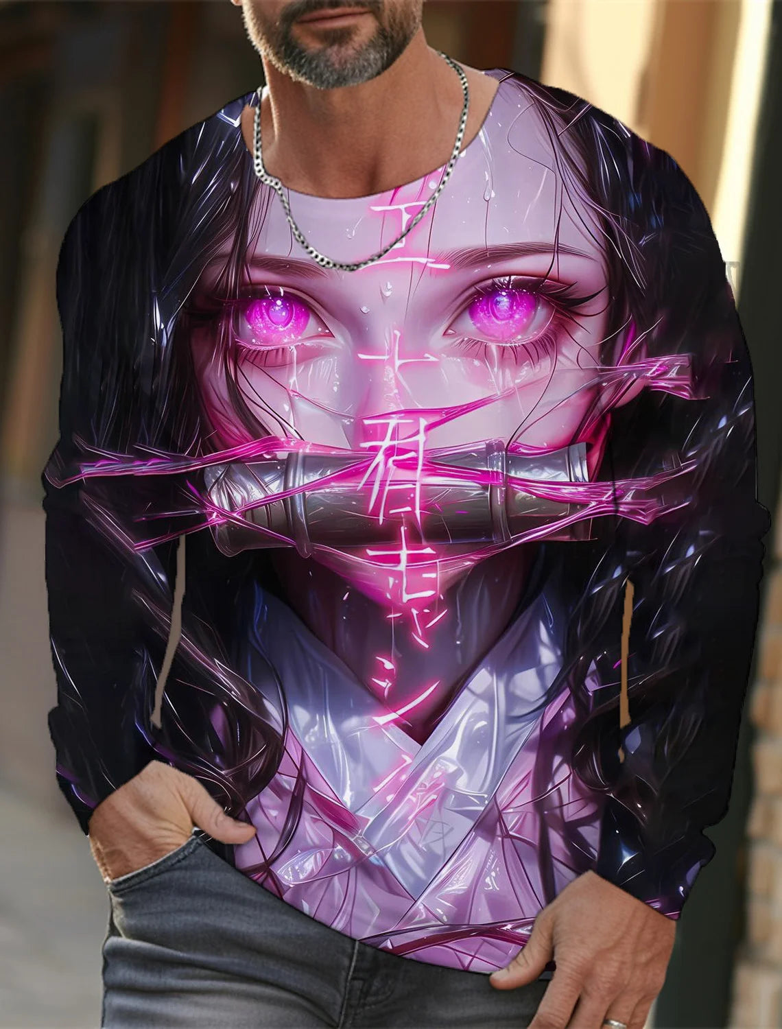Men's long-sleeved T-shirt 3D printing animation HD pattern printing men's long-sleeved T-shirt autumn tops casual T-shirt