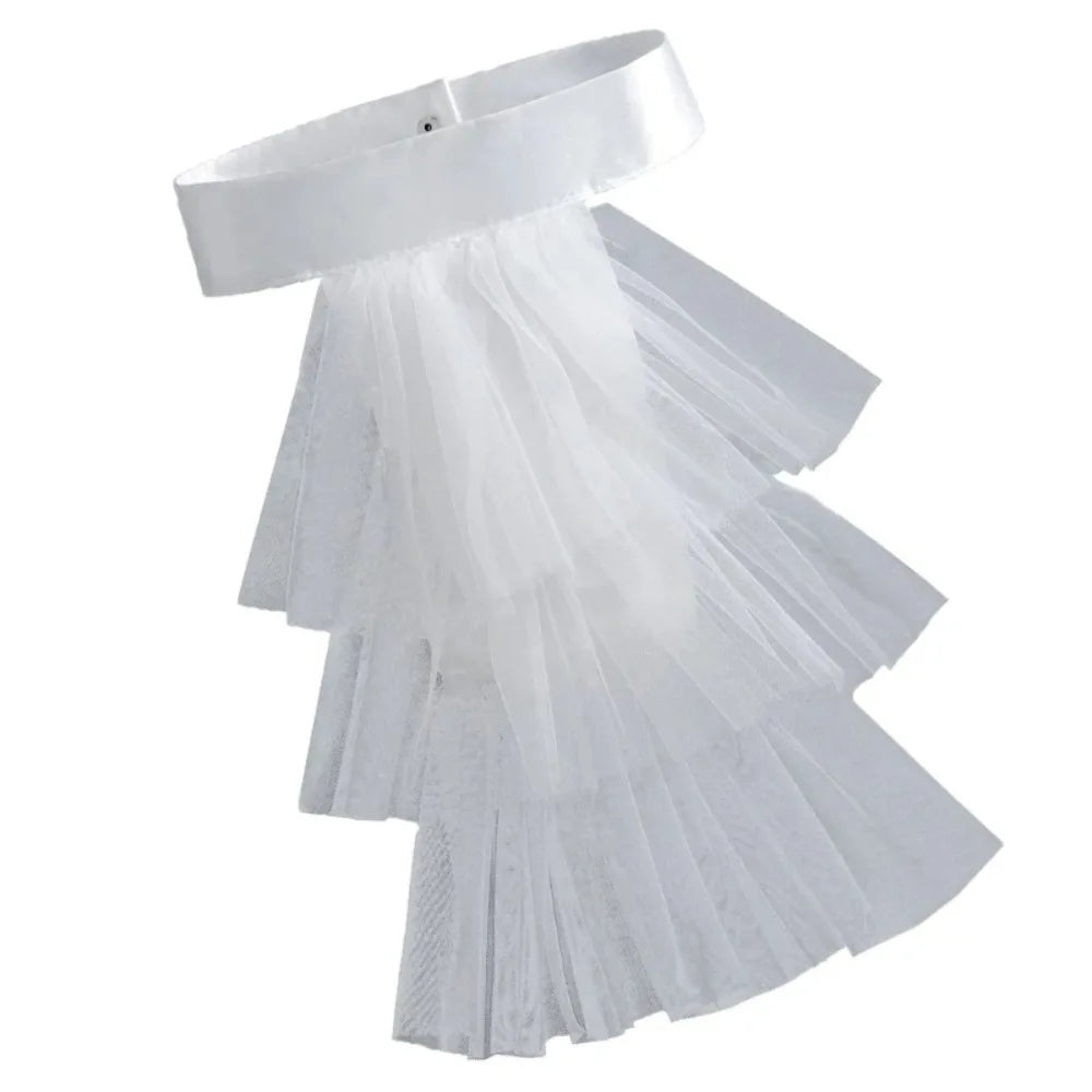 Elegant Victorian Costume Collar Ruffled Lace Jabot Neck Collar Halloween Parties Cosplay Vampires Costume Collar Lace Collar