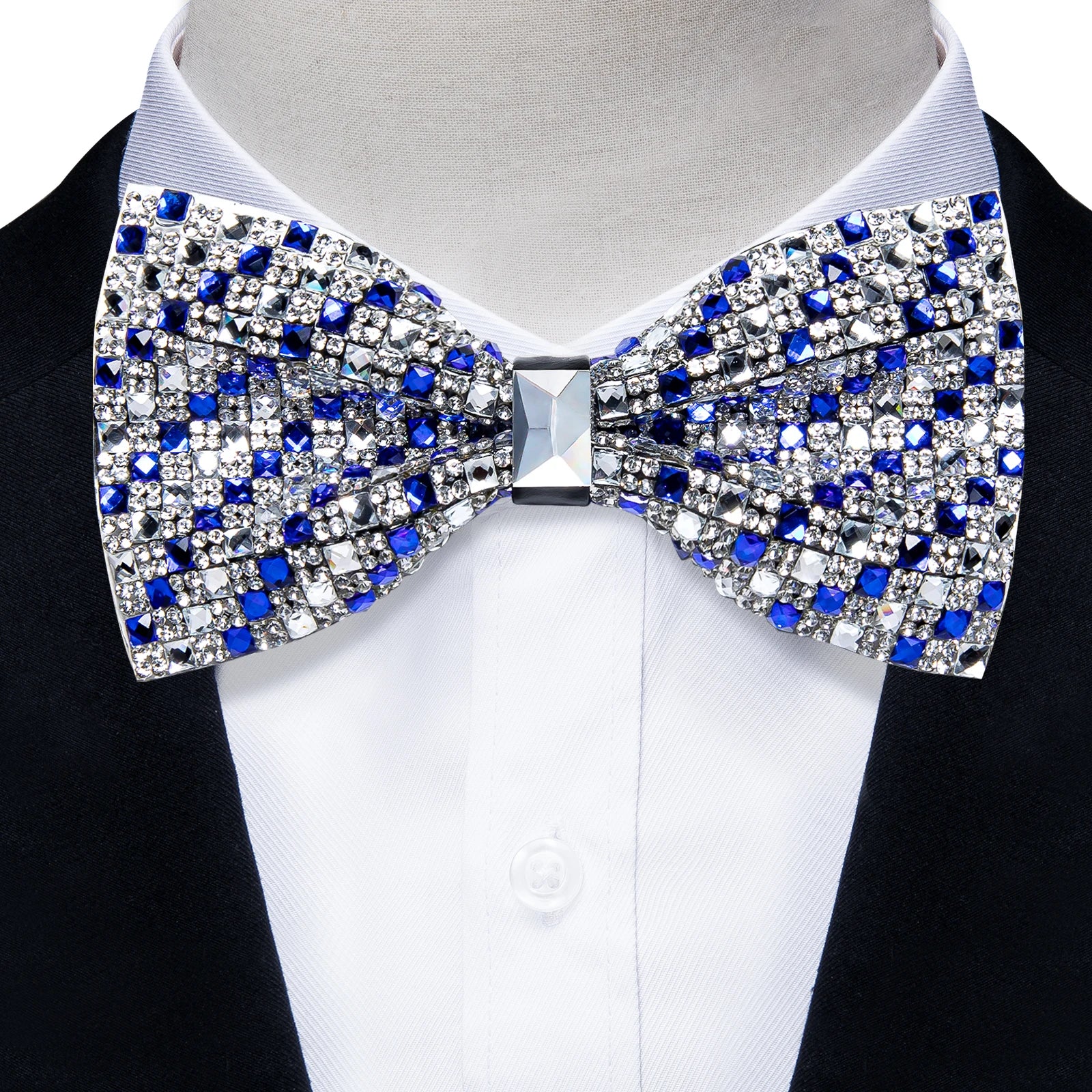 Sparkle Rhinestone Bow Ties for Men Pre-Tied Diamond Sequin Bowtie with Adjustable Length Wedding Party