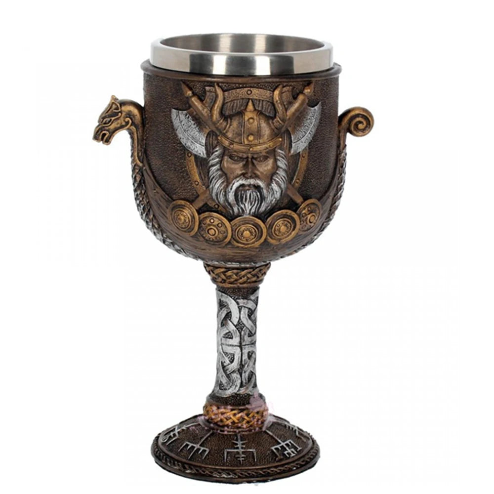 Gothic Wine Goblet Contain Dragon Claw Viking Skeleton Retro Stainless Steel Resin