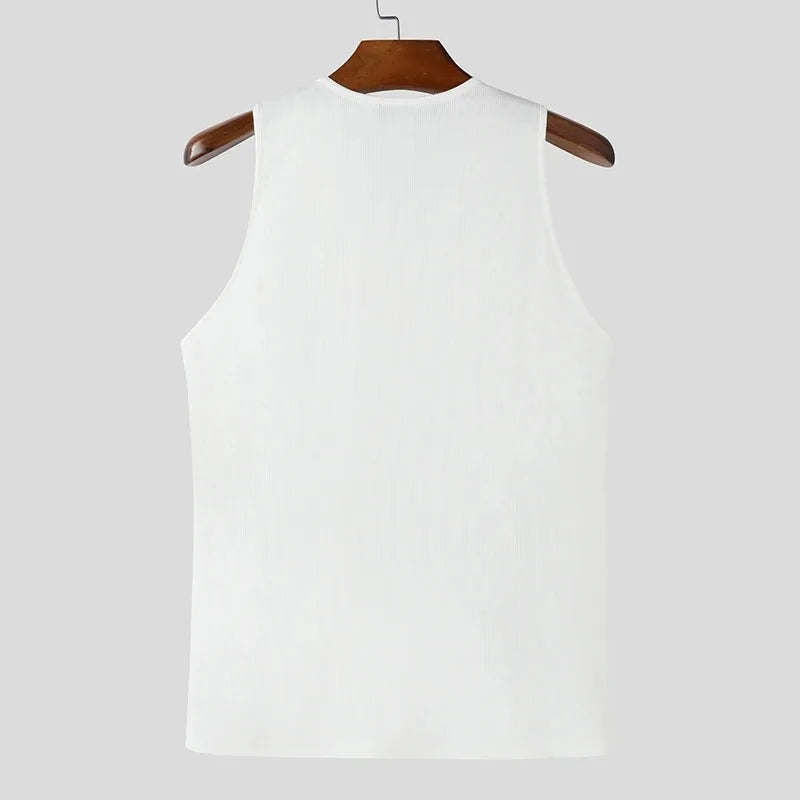 Men's Casual Y2K Ribbed Tank Tops Diagonal Zipper Vest Slim Fit Muscle Gym Sleeveless T-shirts Bodybuilding Workout Tank for Men