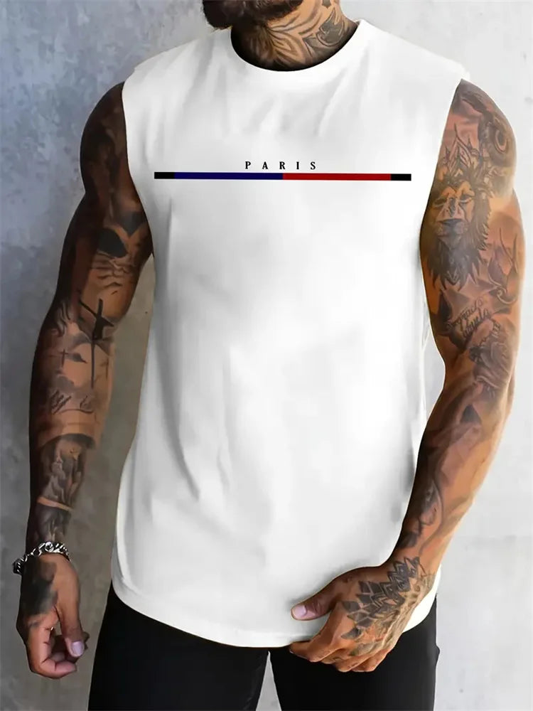 Summer New Trend Men's Pull-Over Crew Neck Vest Mesh Fitness Breathable Vest Blazer Men's Quick Drying Sweat Absorption T-Shirt