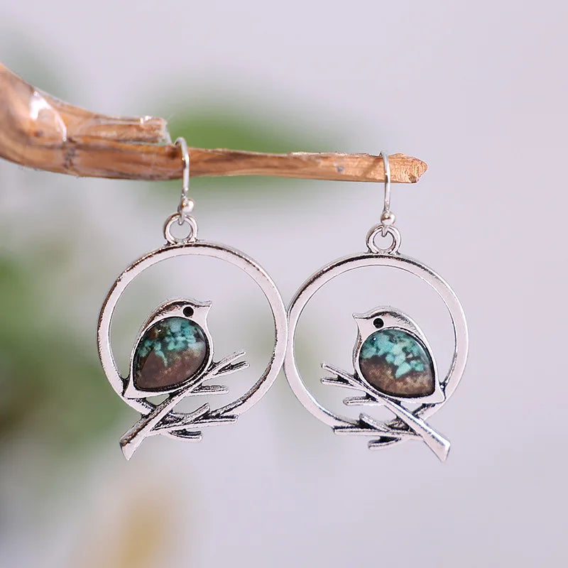 New Vintage Branch Bird Earrings Exquisite and Cute Women's Earrings